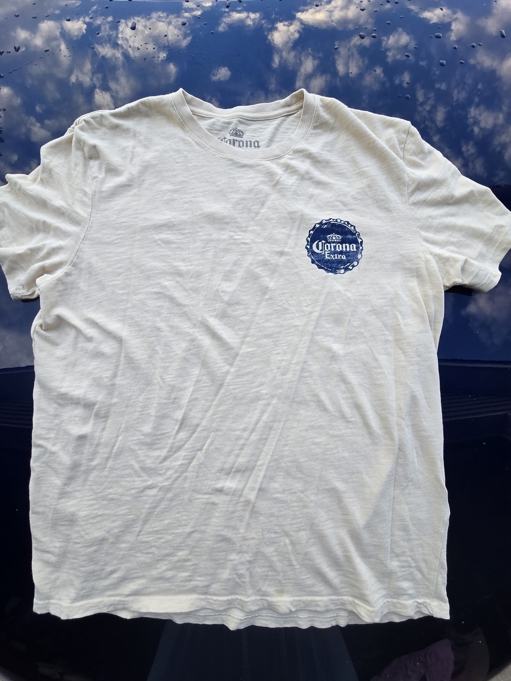 Lucky Brand Cream Short-Sleeve Tee with Navy Logo